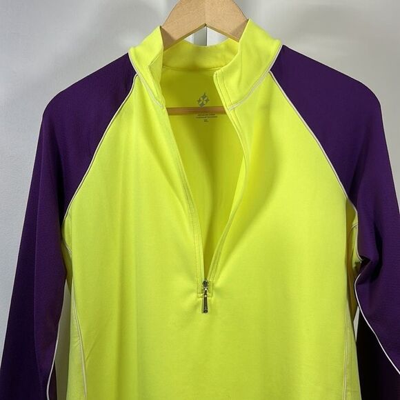 JOFIT Women's Mock Neck Golf/Athletic Top/Jacket Yellow/Purple Size Extra Large - Picture 4 of 9